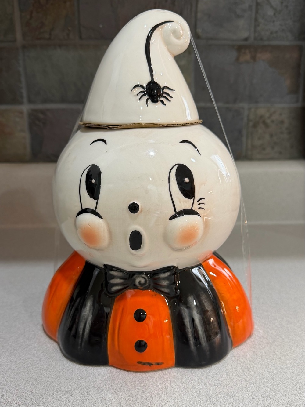 Johanna Parker Kooky Spooky Ghost Cookie Jar Canister Halloween Spider